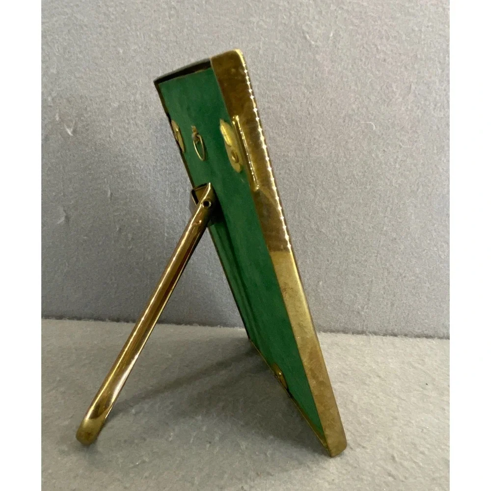 Vintage Solid Brass Oval Opening Picture Frame Rectangular 4.5